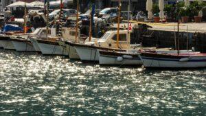 luxury boats in the marina grande harbour in Capri Italy