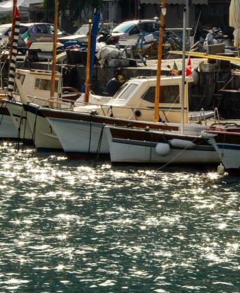 luxury boats in the marina grande harbour in Capri Italy