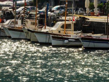 luxury boats in the marina grande harbour in Capri Italy