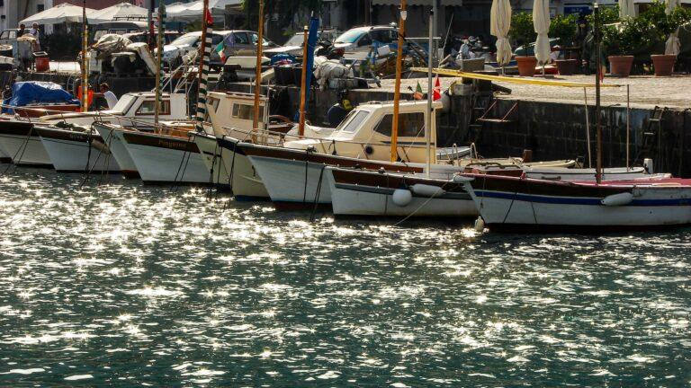 luxury boats in the marina grande harbour in Capri Italy