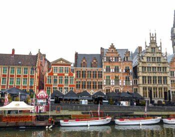 The historic Graslei quay in Ghent, Belgium, where the traditions of Flemish Waterzooi began.